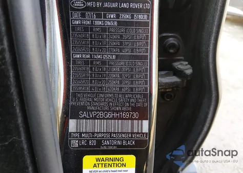 2017 Land Rover Range Rover Evoque Se/Se Premium z USA, uszkodzony, nr VIN SALVP2BG6HH169730